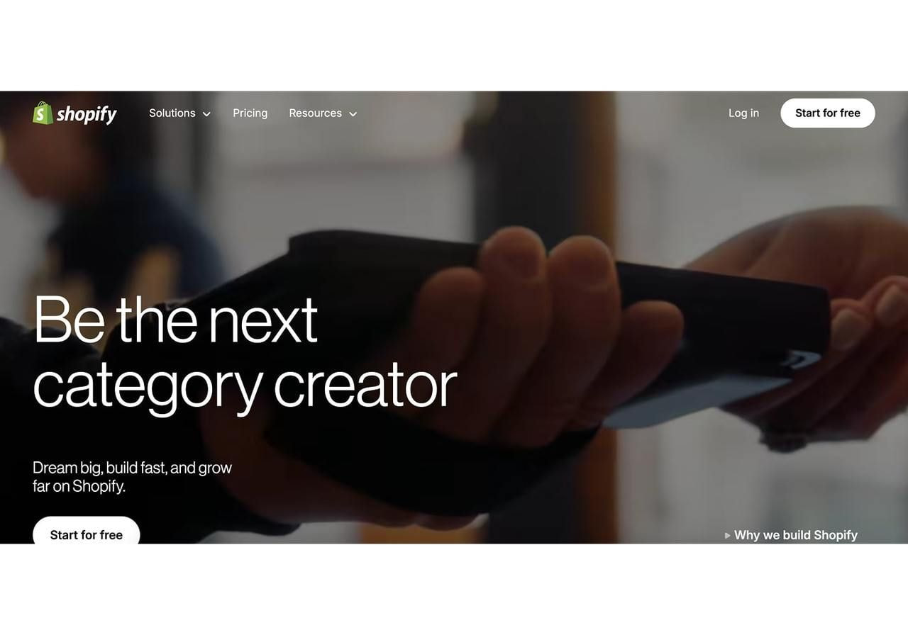 A screenshot of the Shopify landing page.